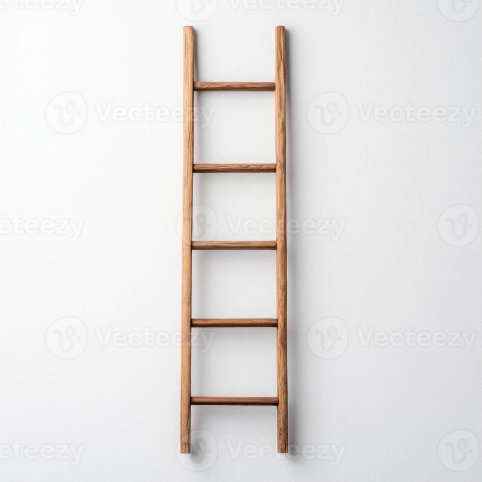 A simple wooden ladder against a clean white background. isolated on white background. photo