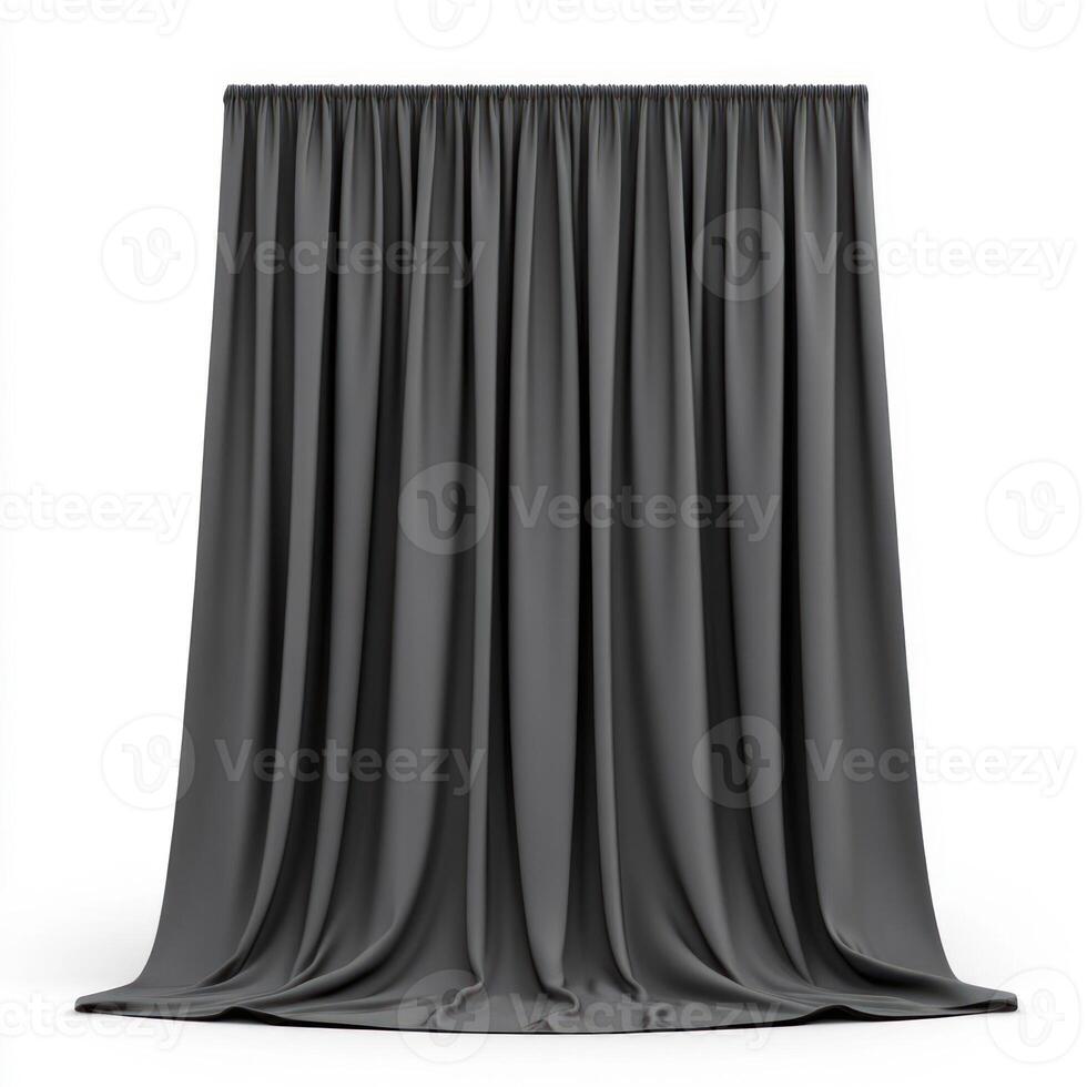 Elegant gray curtain drapes for stage or photography backdrop. isolated on white background. photo