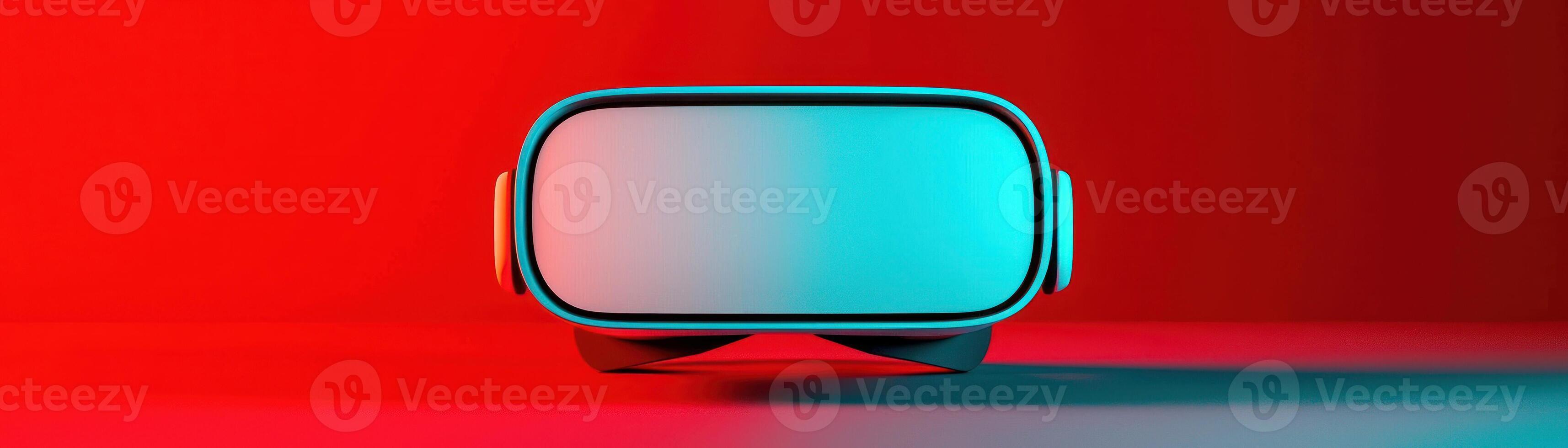 Modern virtual reality headset on a colorful background, symbolizing innovation. photo