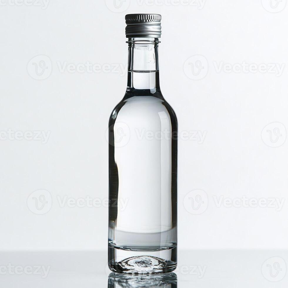 Glass bottle isolated on white background photo