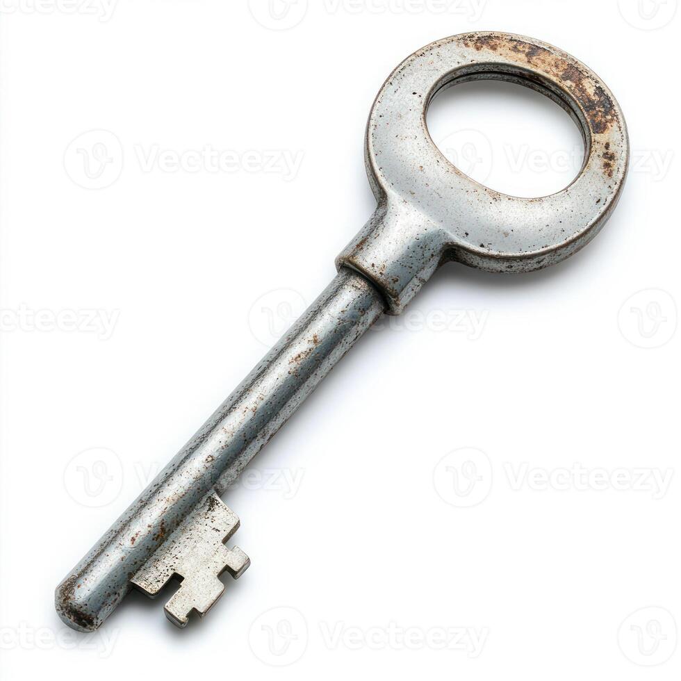 Old-fashioned key isolated on white background photo