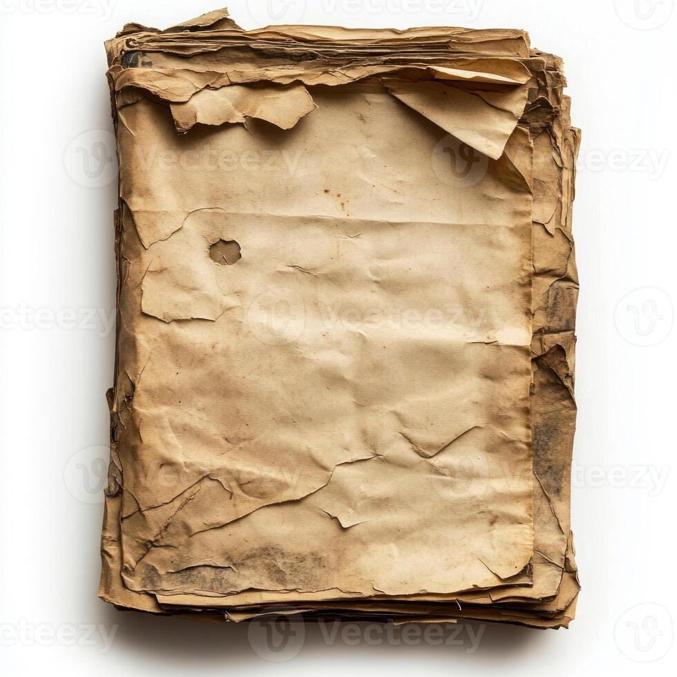 Old parchment isolated on white background photo