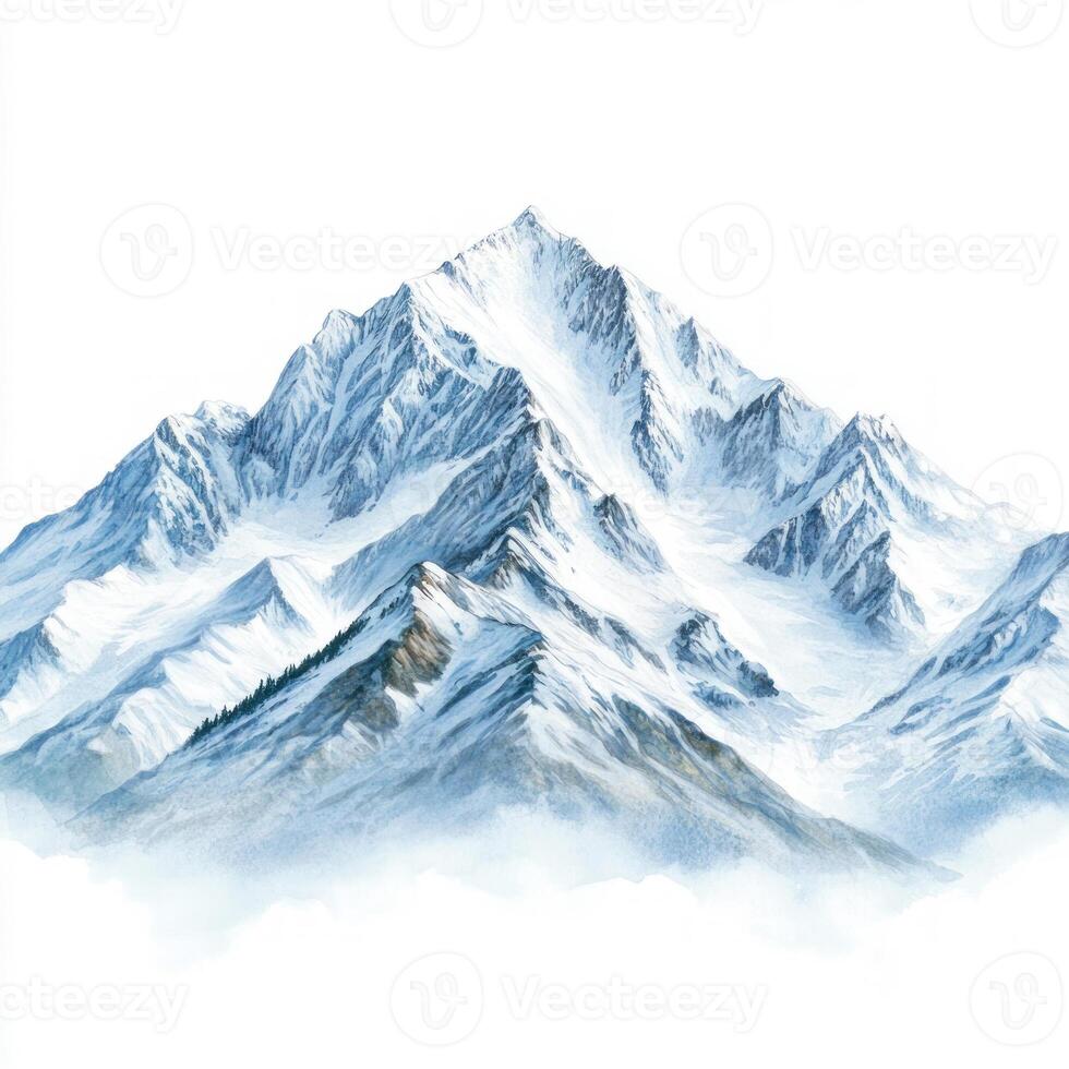 Mountain peak isolated on white background photo
