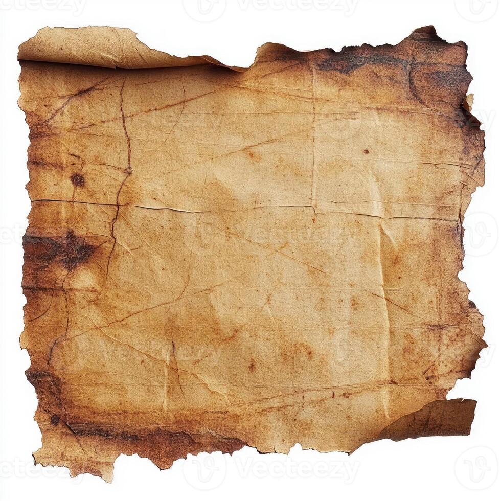 Old map fragment isolated on white background photo