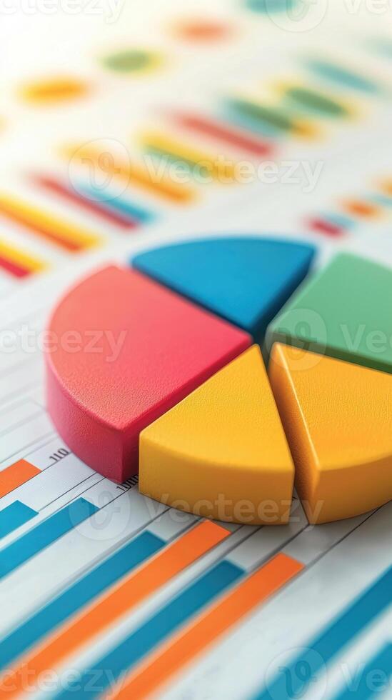 Colorful pie chart with data visualization for effective presentations and analysis. photo