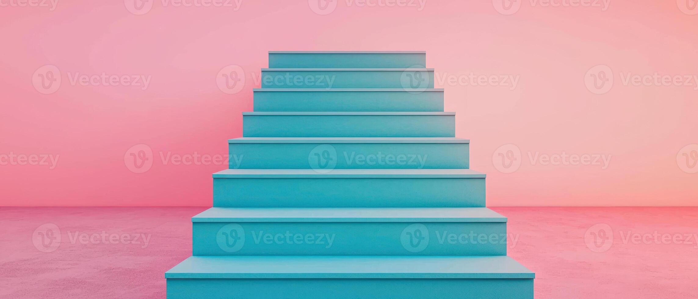 A vibrant staircase leading upwards, designed with modern pastel colors against a soft backdrop. photo