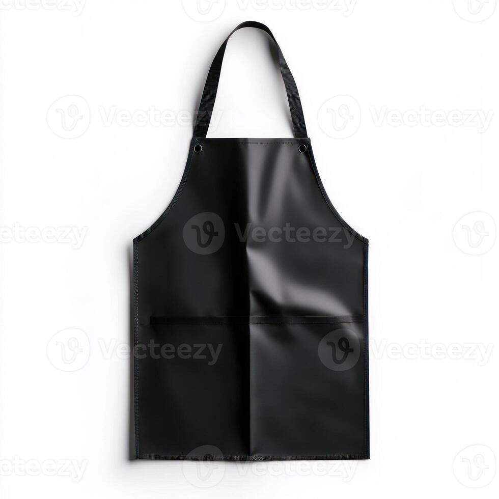 Stylish black apron for cooking or crafting activities. isolated on white background. photo