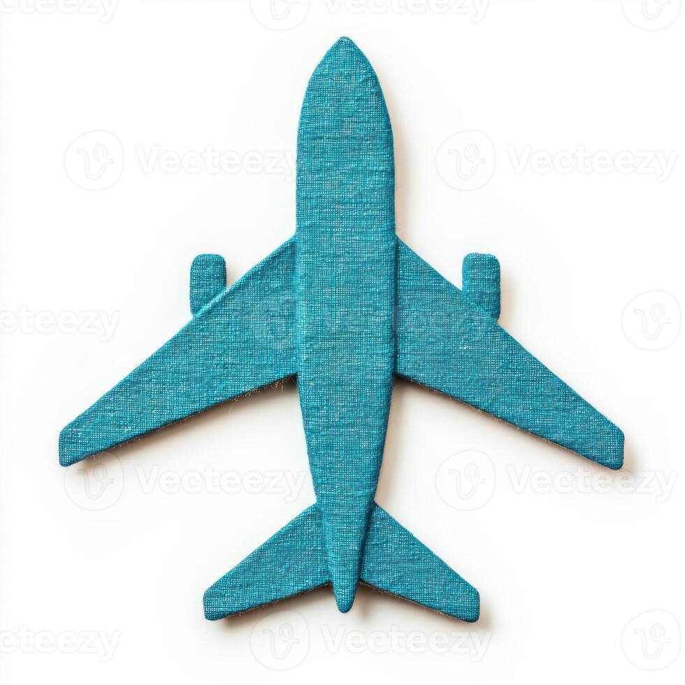 Stylized airplane silhouette in turquoise color on white background. isolated on white background. photo