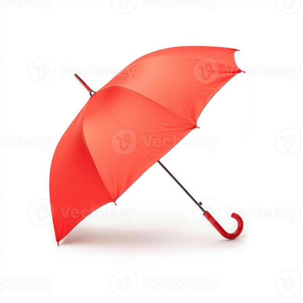 Bright red umbrella symbolizing protection from the rain. isolated on white background. photo