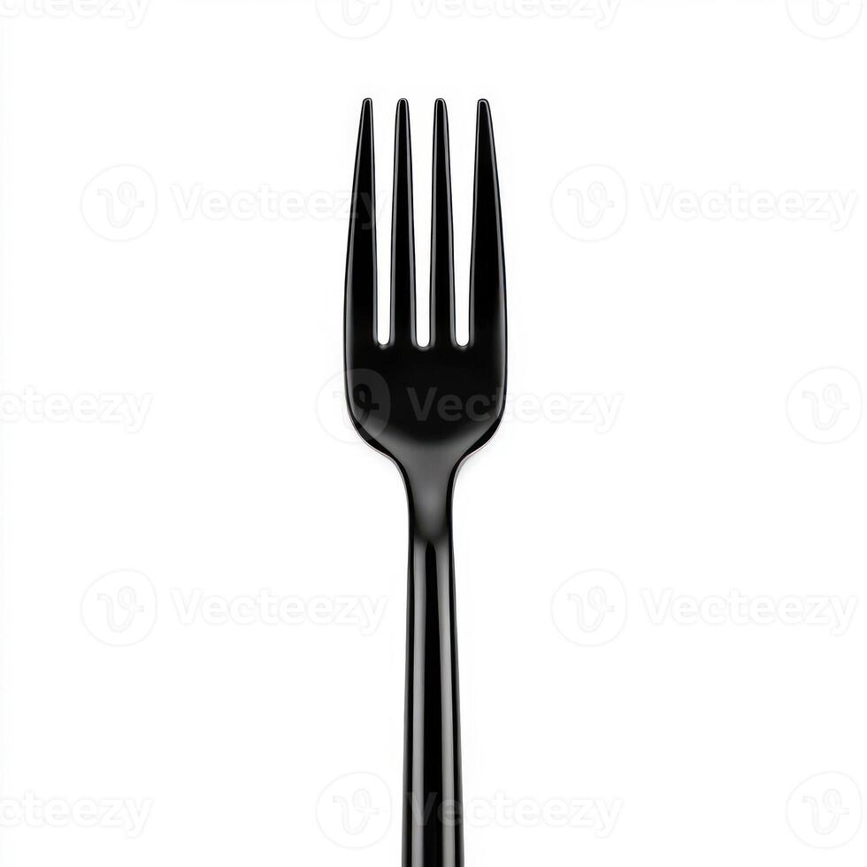 Elegant black fork isolated on a clean white background. isolated on white background. photo