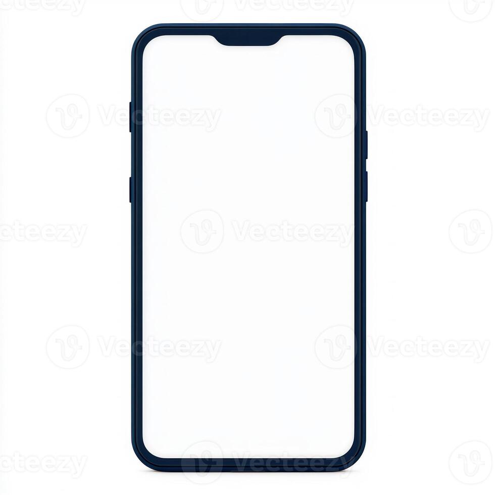 Empty smartphone screen on a blue background for app design. isolated on white background. photo