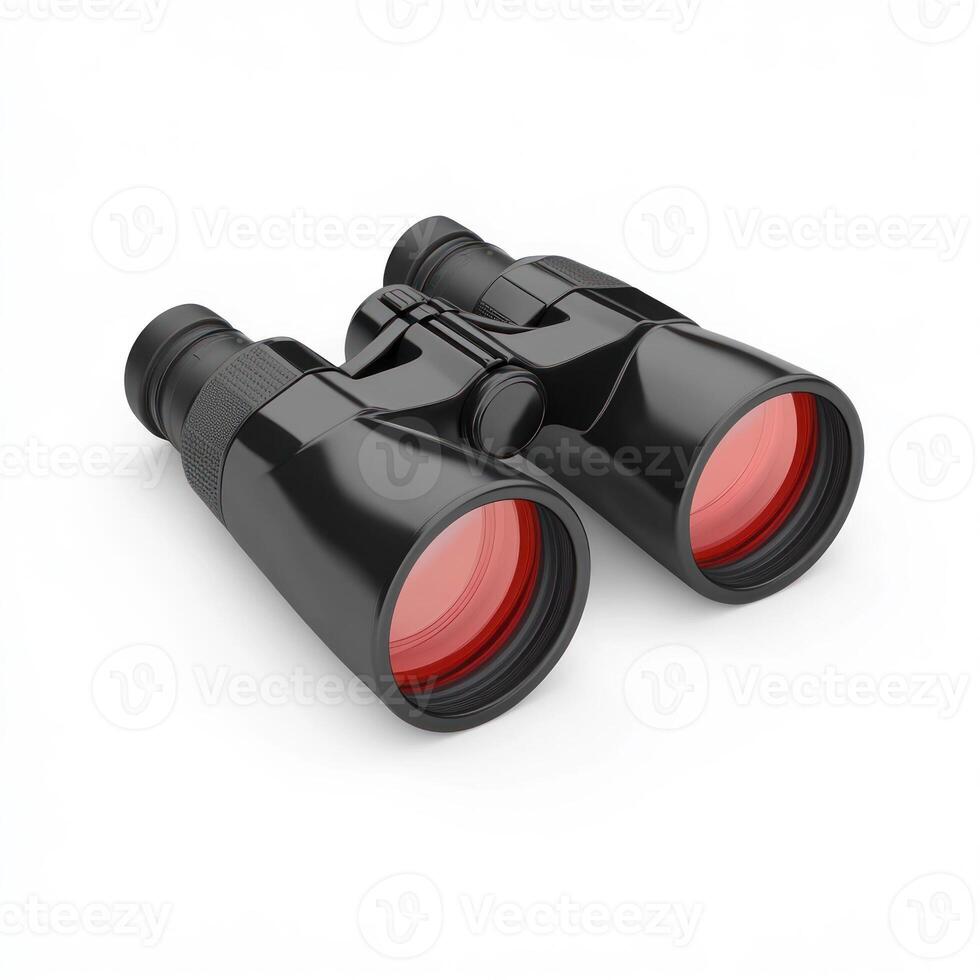 High-quality black binoculars for outdoor adventures and wildlife. isolated on white background. photo