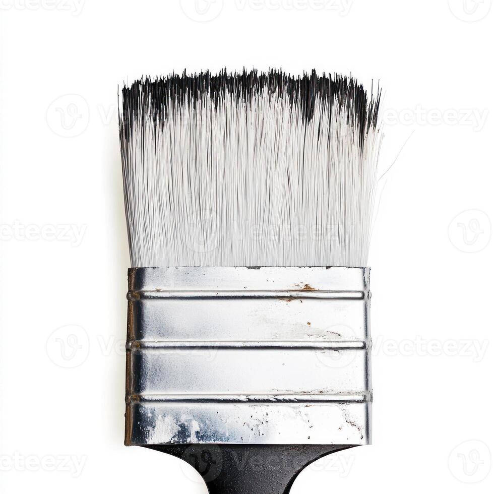 Close-up of a paintbrush with a clean bristle head. isolated on white background. photo