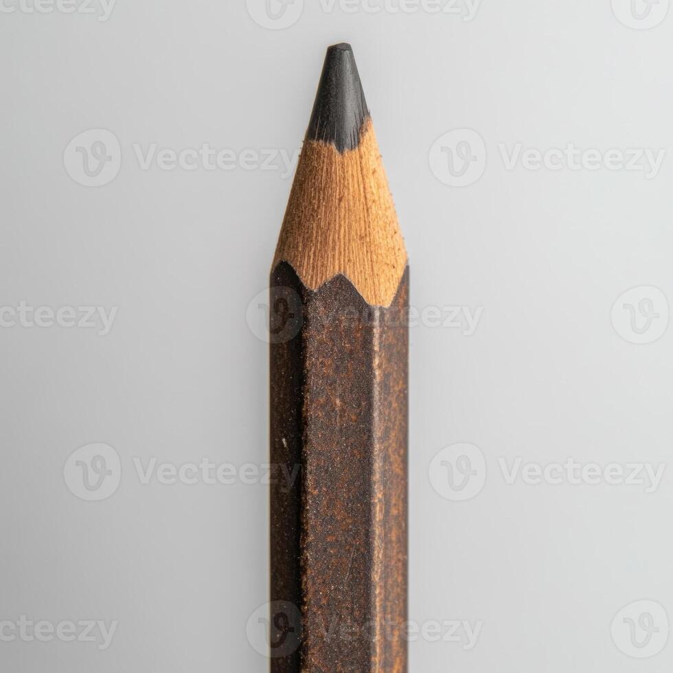 Close-up of a sharpened pencil with a clean, minimal background. isolated on white background. photo