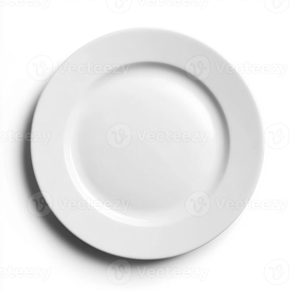 Simple, elegant white plate for culinary presentation. isolated on white background. photo