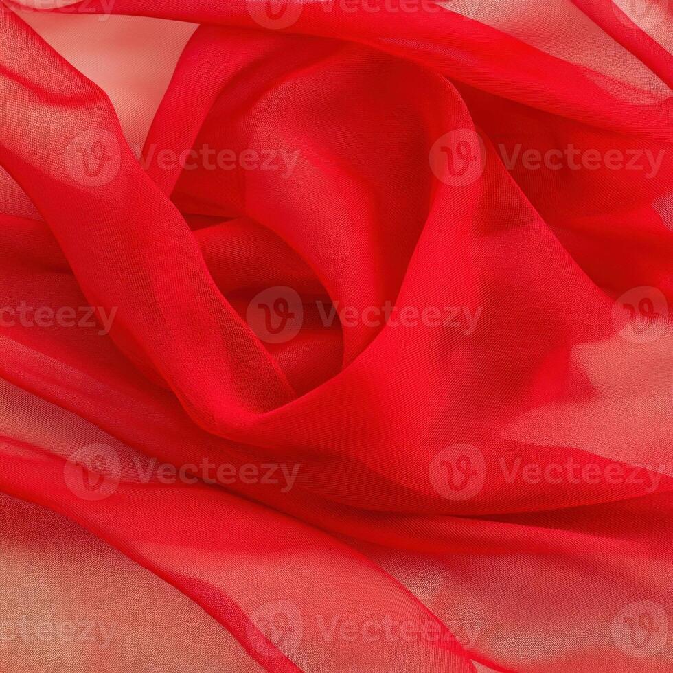 Elegant red fabric creating a luxurious and soft texture. isolated on white background. photo