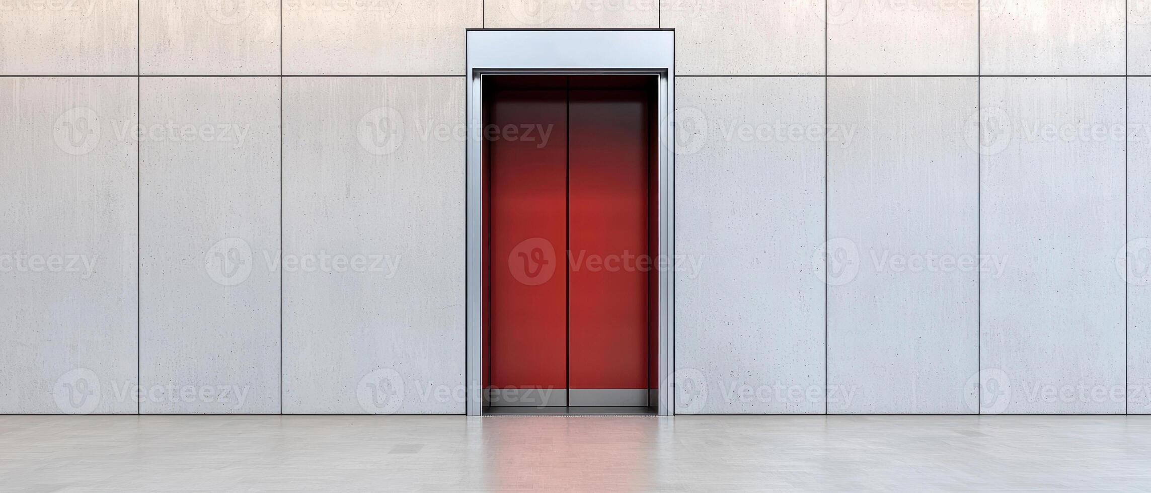 Minimalist elevator door in a modern concrete building. photo