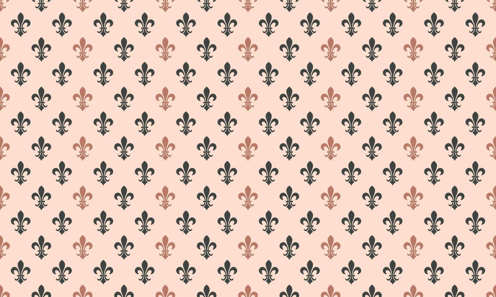 Medieval luxurious as curl insignia. Oriental fleur-de-lis in graphic clothes. Historical seamless pattern from decor fleur de lys. vector