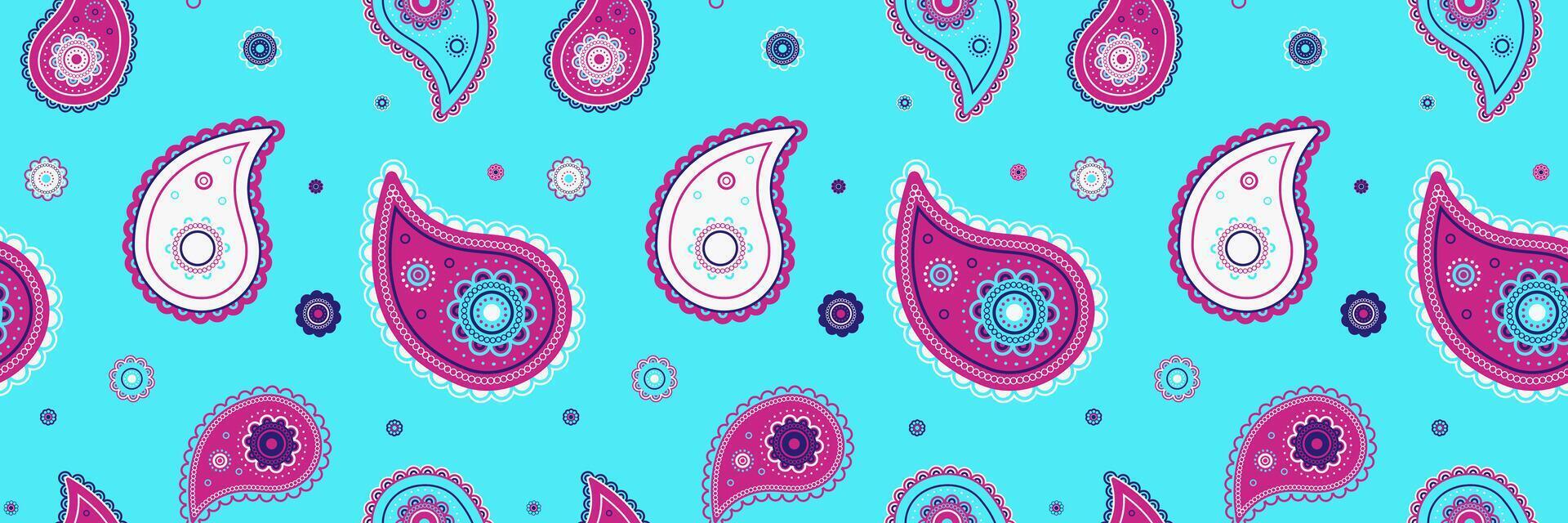 Background paisley to greeting ornament. Pattern effect to horizontal boho. Curled bohemian, meadow artwork. vector
