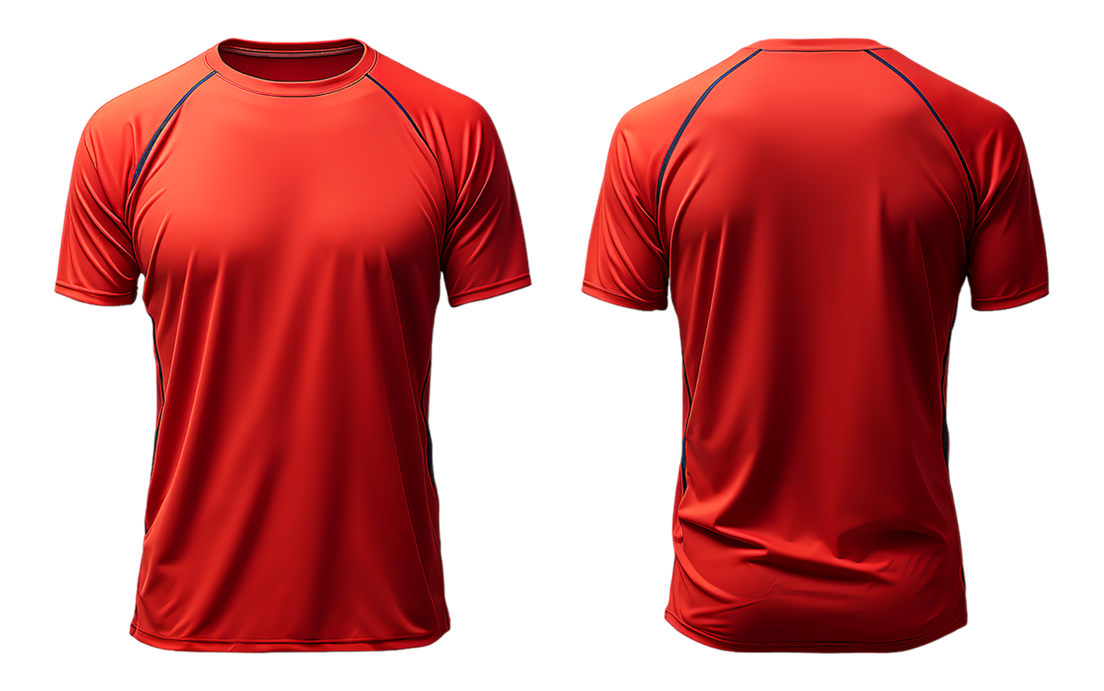 sports jersey t-shirt template, plain red with front and back view, made with AI png