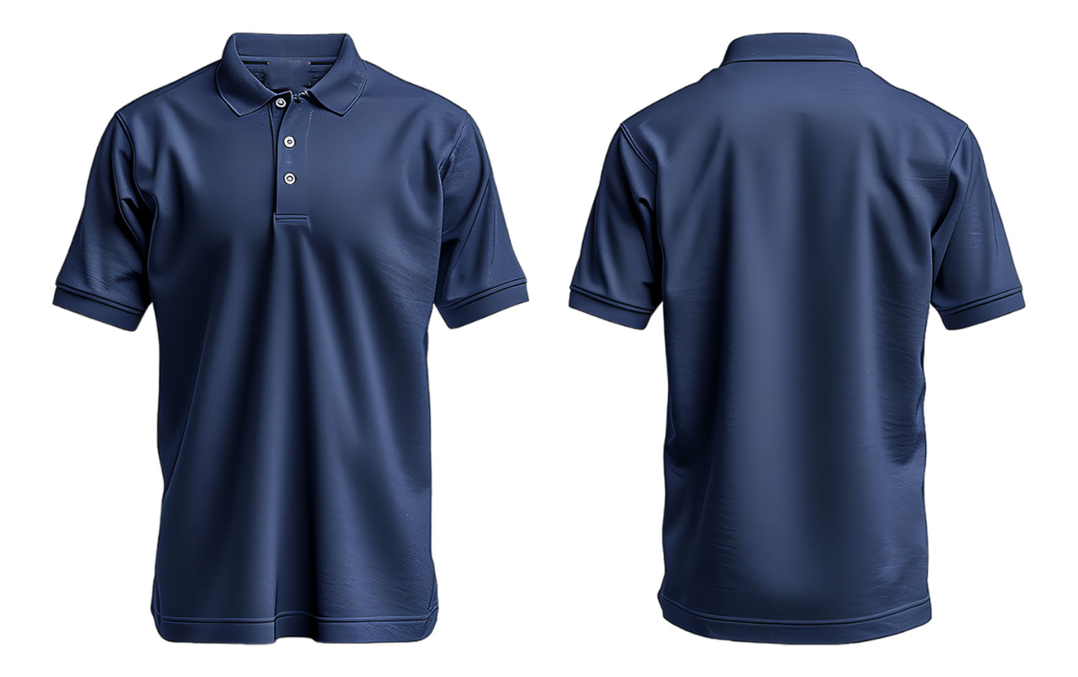 plain navy blue polo shirt template with front and back view png