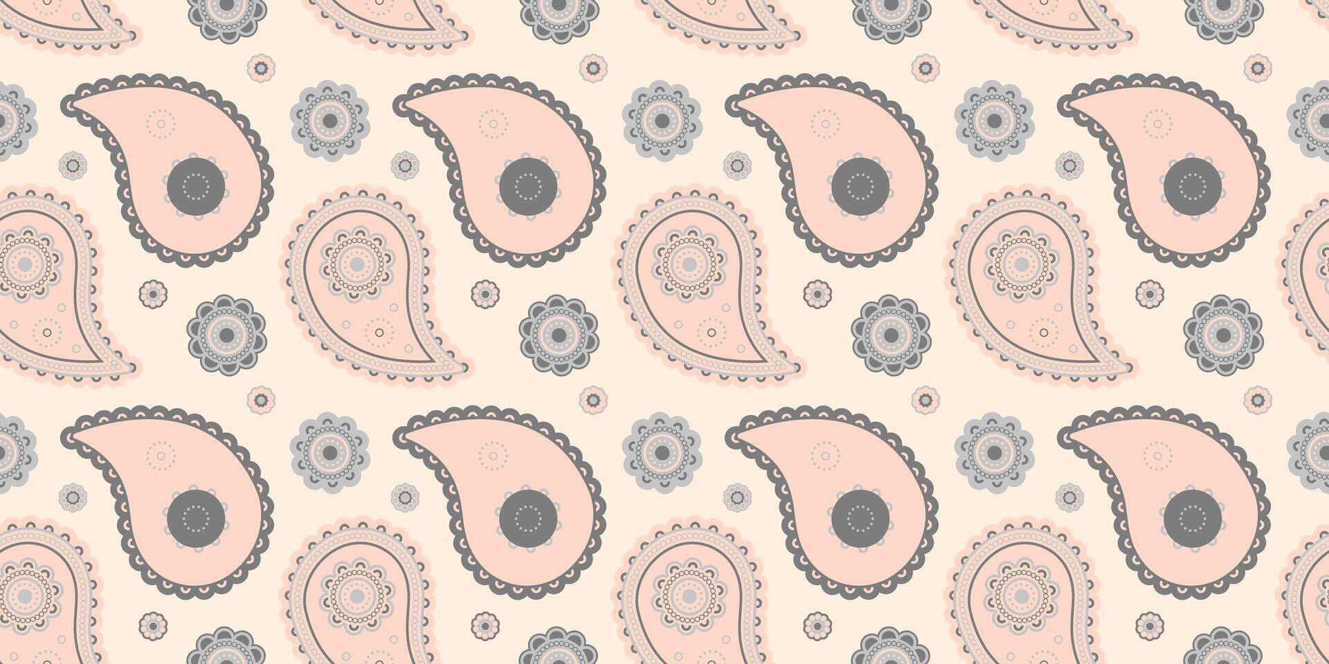 Asian flourish ornamental endless. Canvas minimal curtain scrap. Nature paisley by ink growth. vector