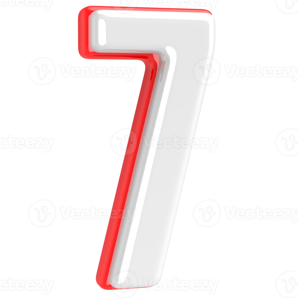 Red With White Number 7 3D Render png