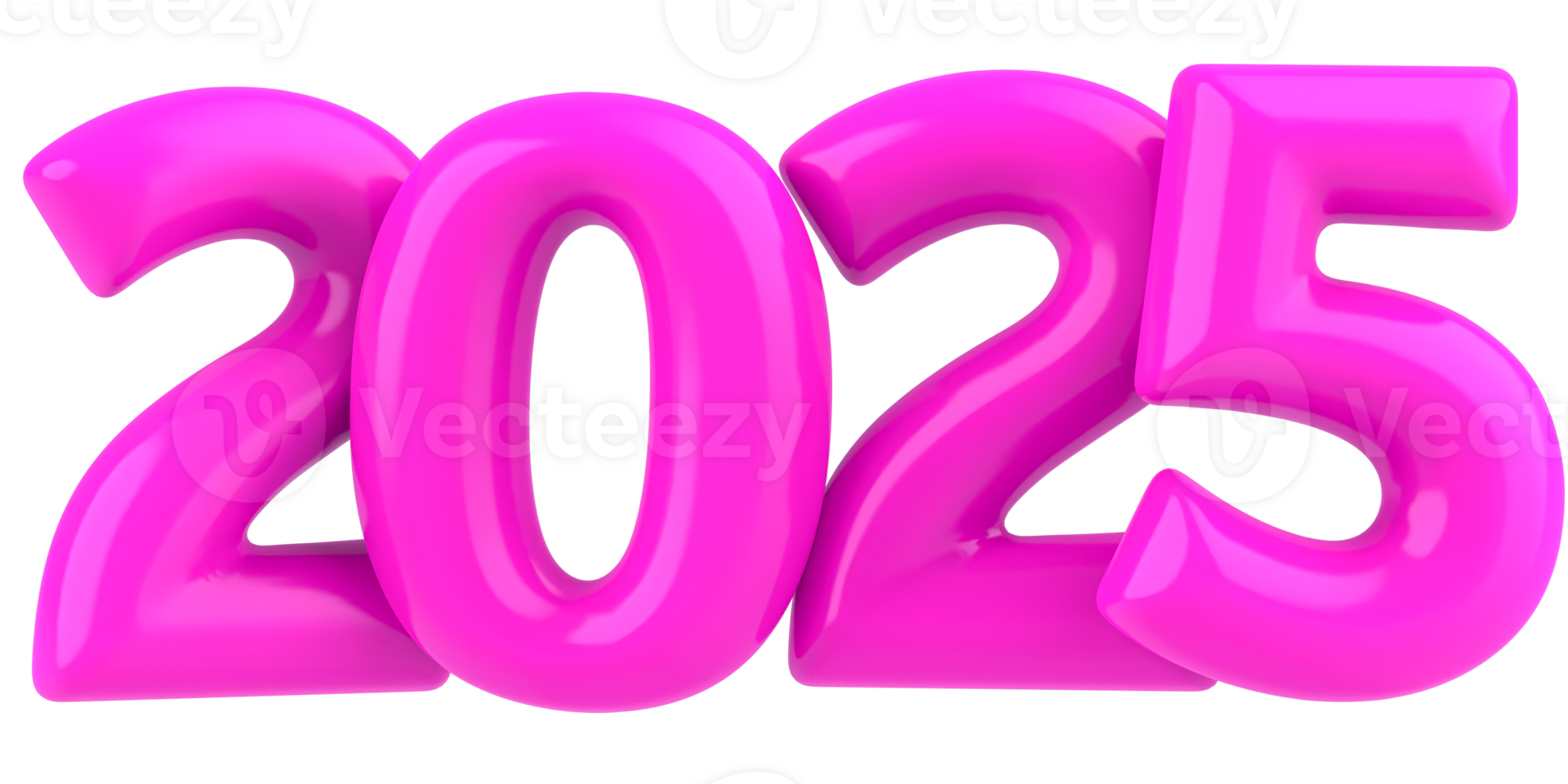 Happy New Year 2025 Number 3D Pink png
