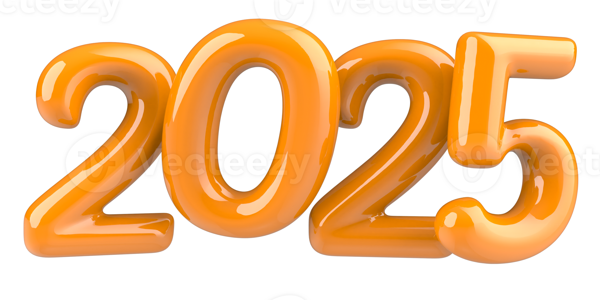 Happy New Year 2025 Yellow Number 3D Render 53114186 PNG