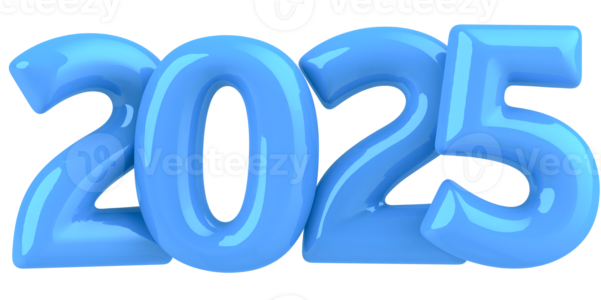 Happy New Year 2025 Number 3D Blue png