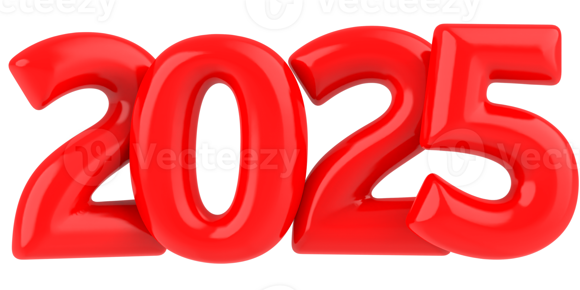 Happy New Year 2025 Number 3D Red Design png