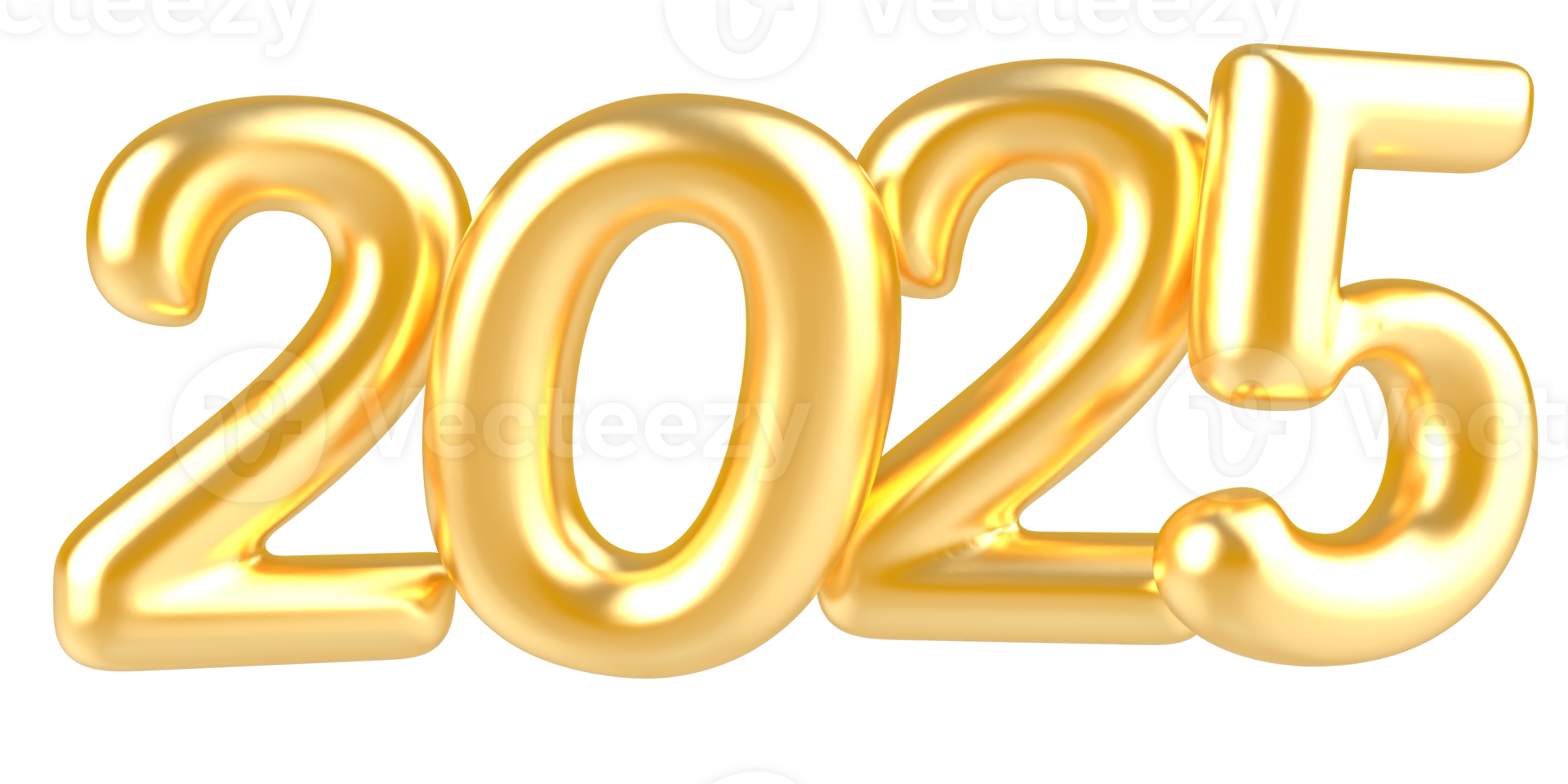 Happy New Year 2025 Gold Number 3D Render png