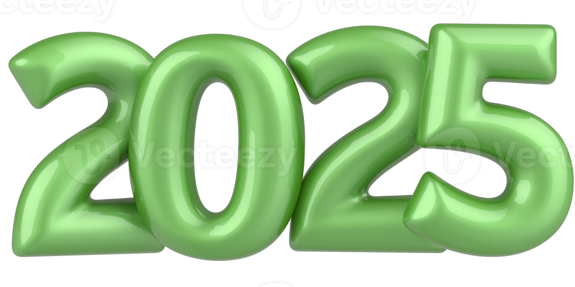 Happy New Year 2025 Number 3D Green png