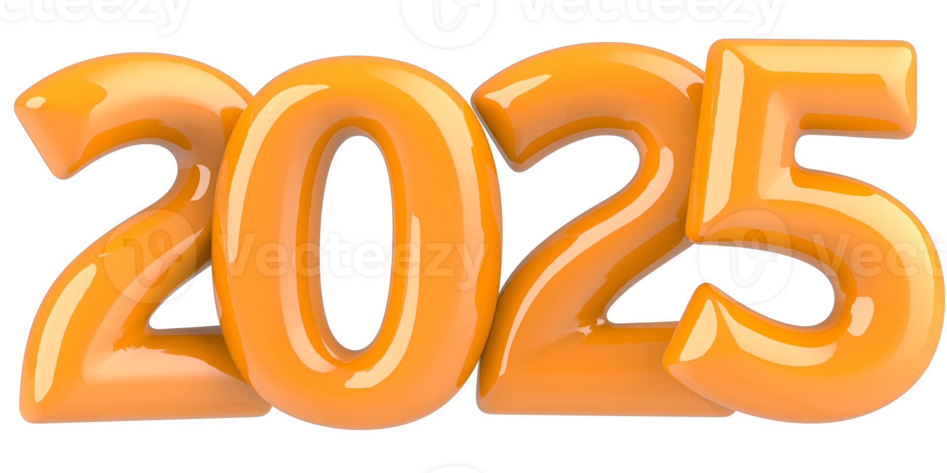 Happy New Year 2025 Number 3D Yellow png