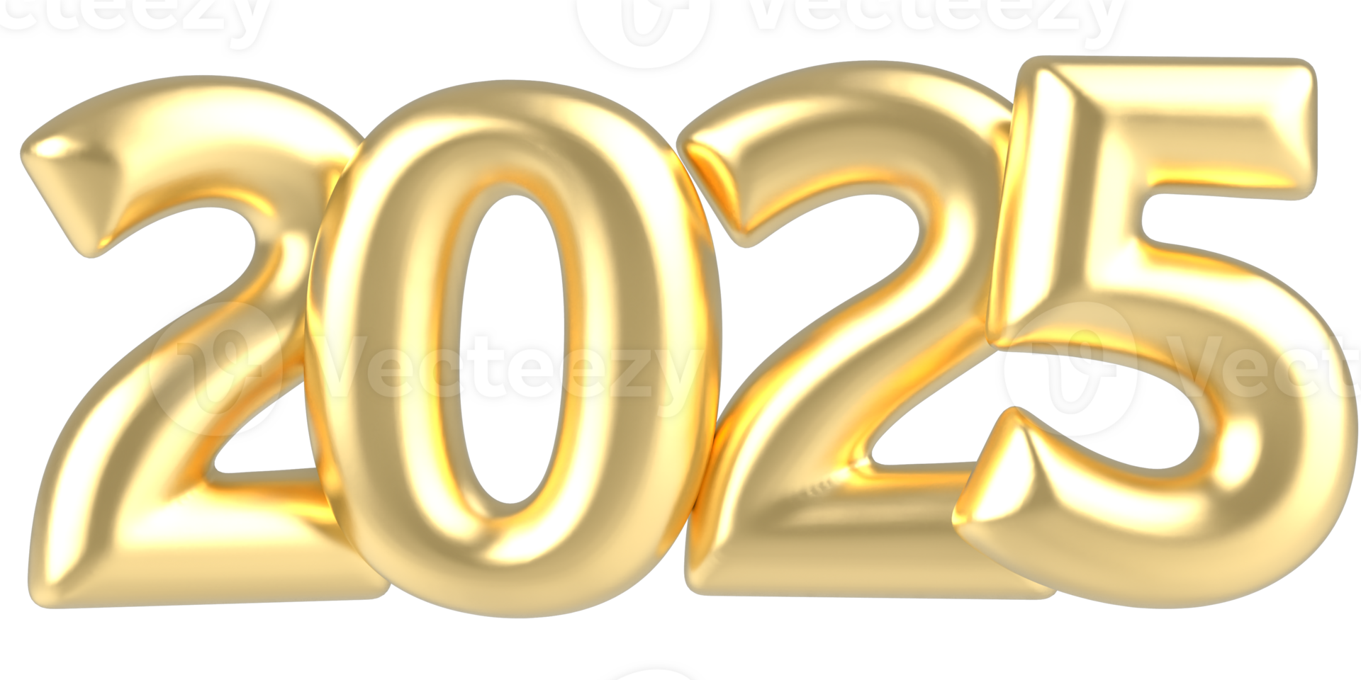 Happy New Year 2025 Number 3D Gold png