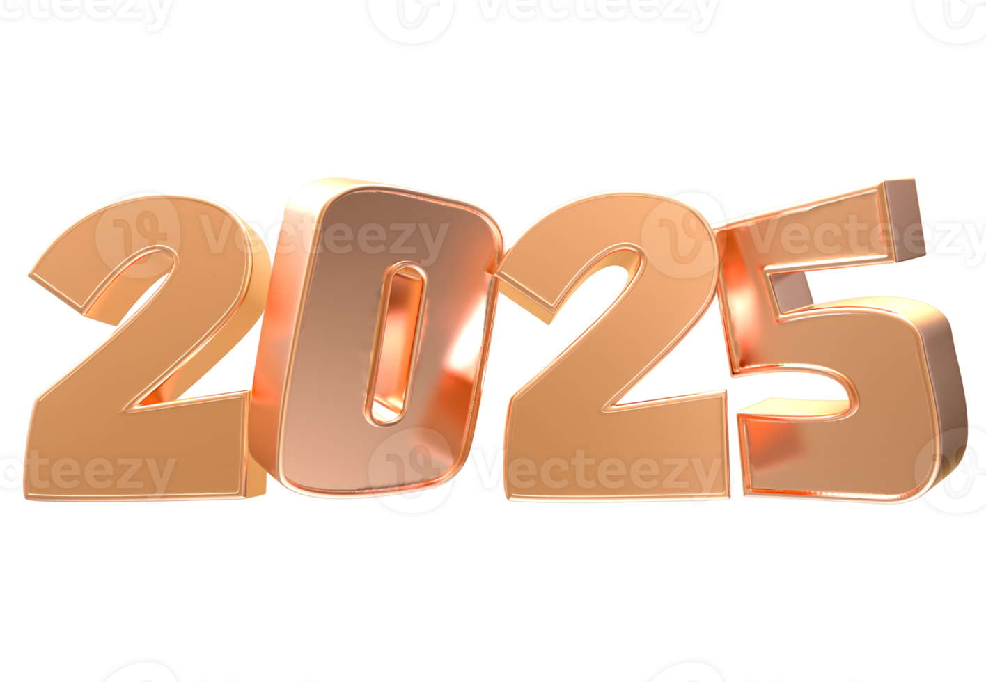 Number 2025 Copper Rough 3D Rendering png
