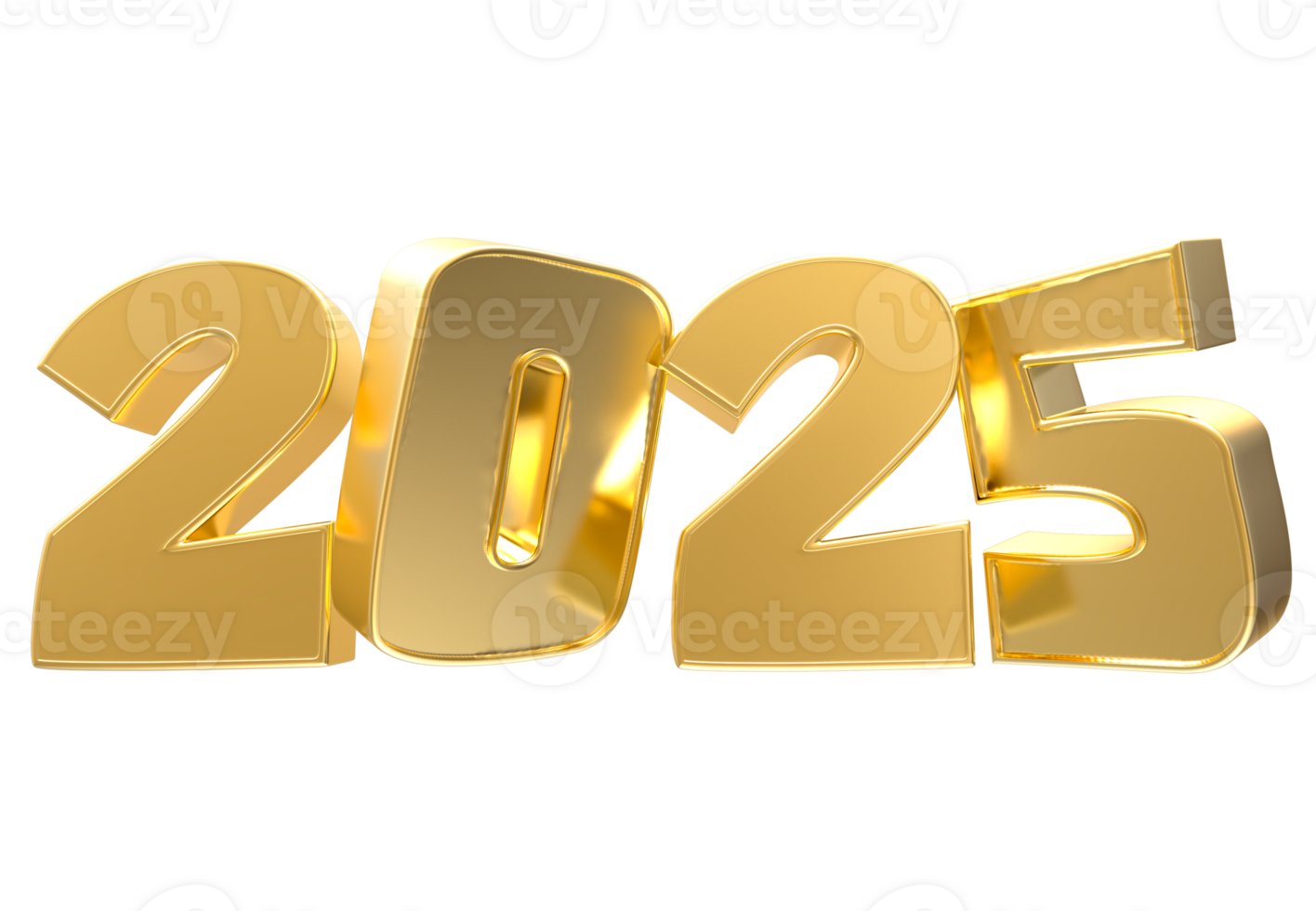 Number 2025 Gold 3D Rendering png