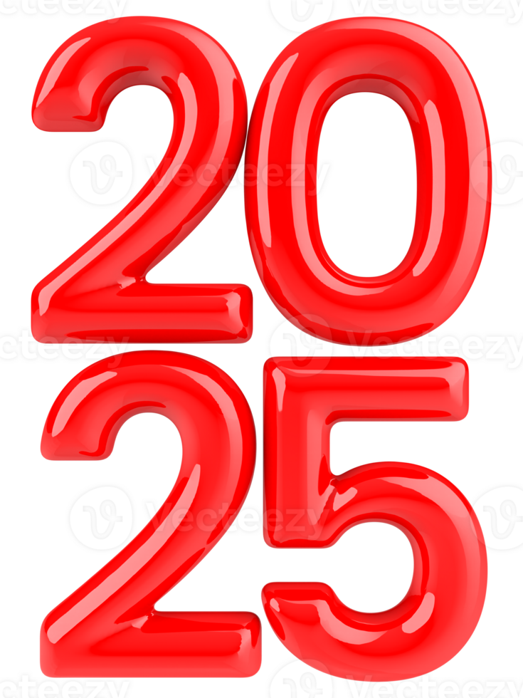 2025 Number Red 3D Render png