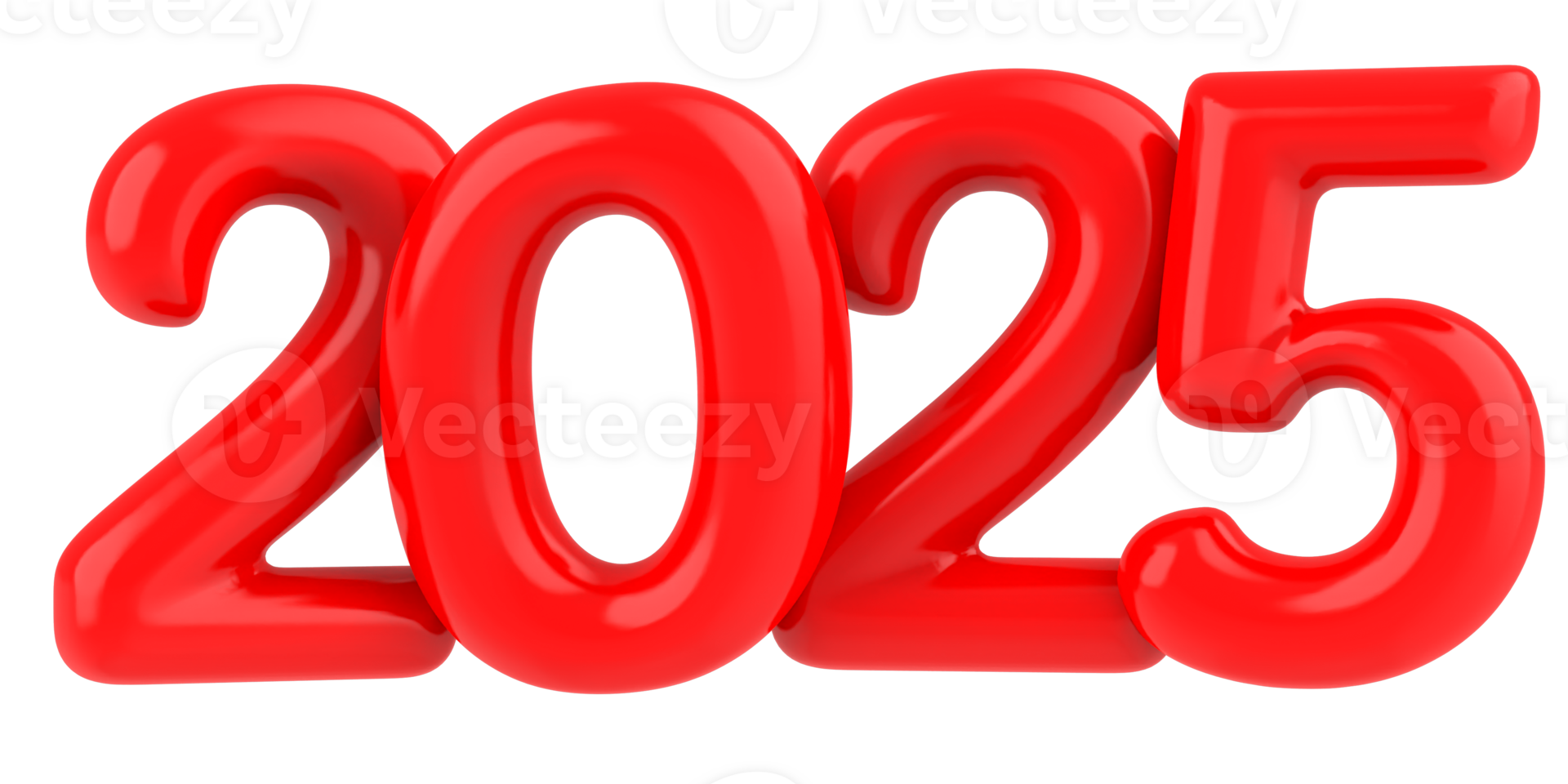 Happy New Year 2025 Number 3D Red png