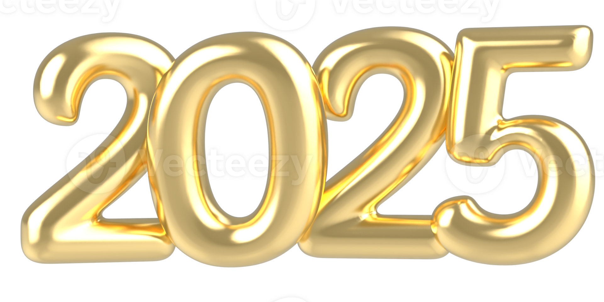 Happy New Year 2025 Number 3D Golden png
