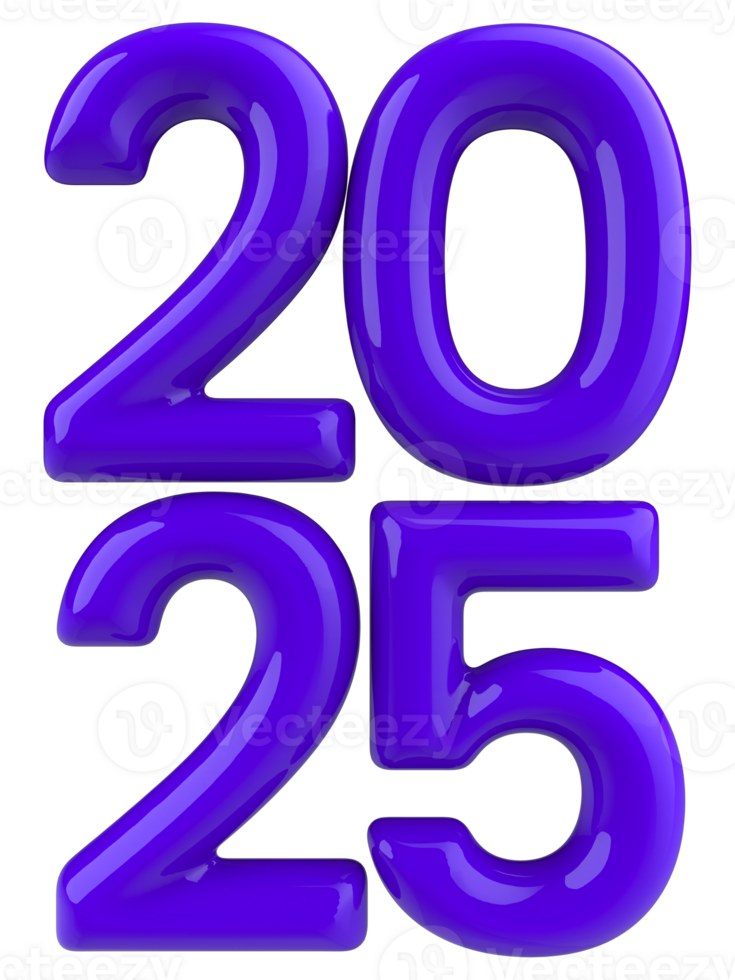 2025 Number Purple 3D Render png