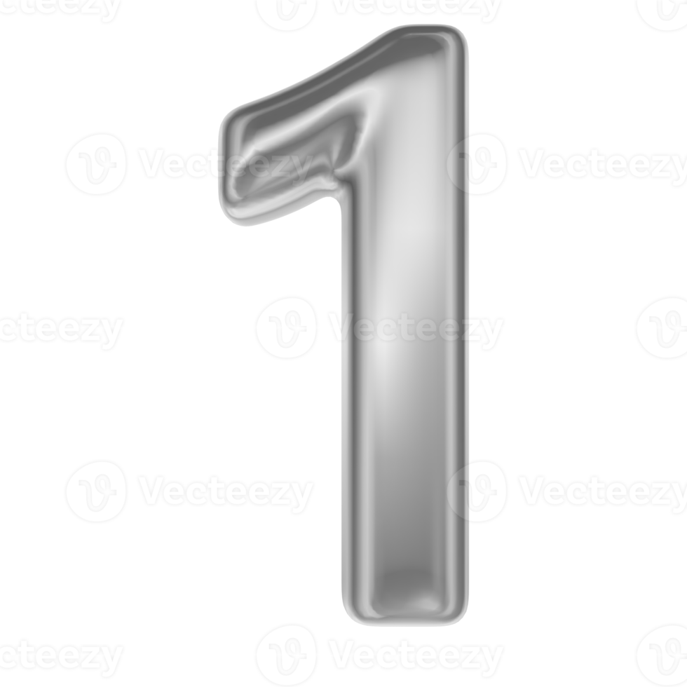 Number Silver 3D Render 1 png