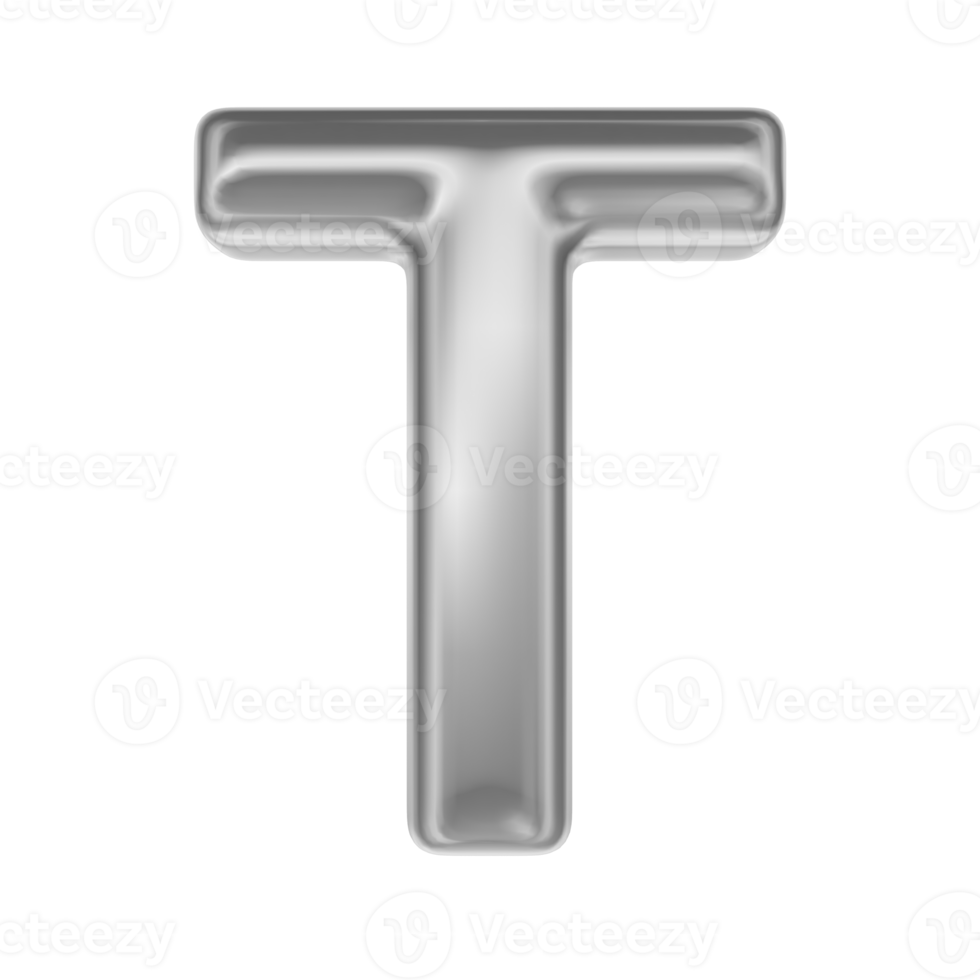 Font T Silver 3D Render png