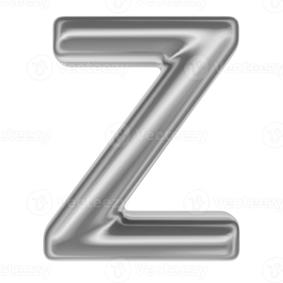 Font Z Silver 3D Render png