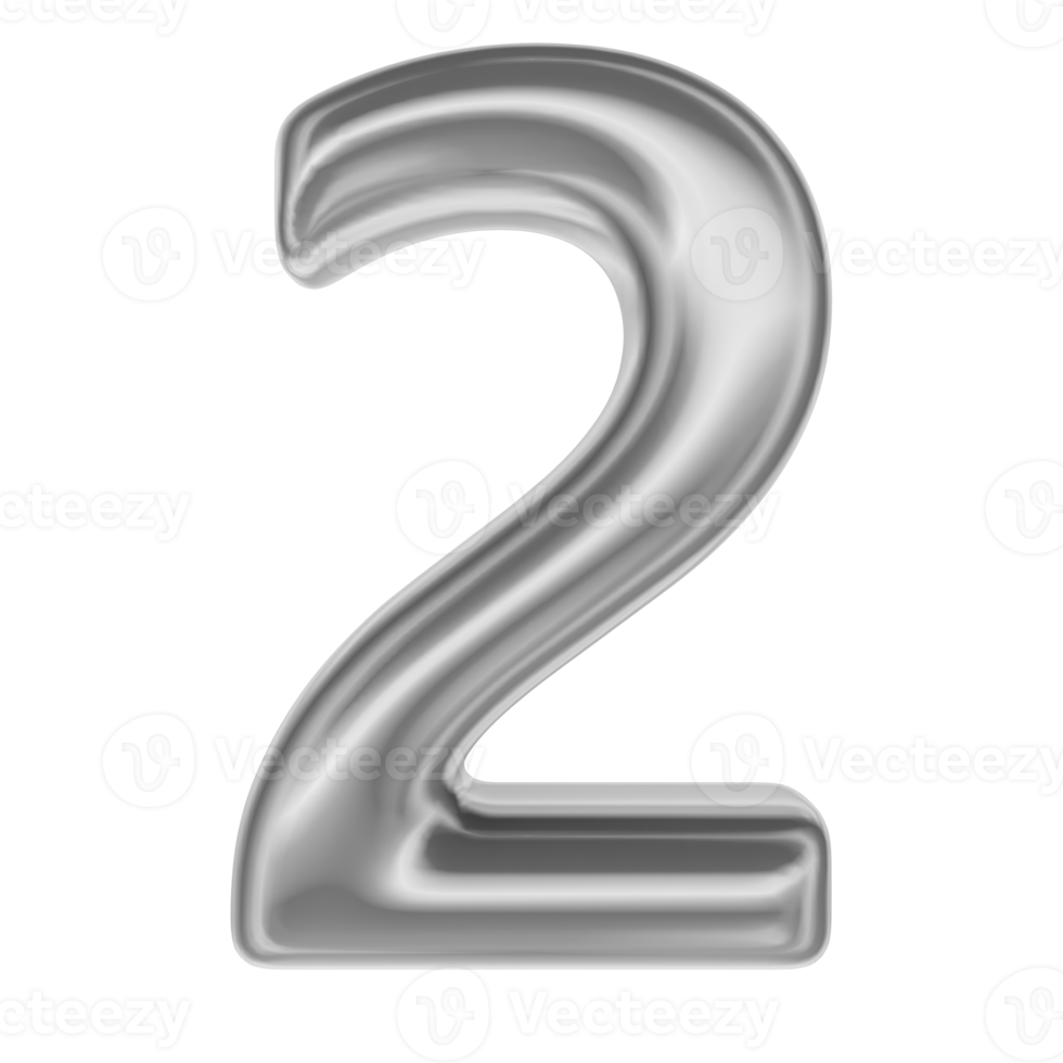 Number Silver 3D Render 2 png