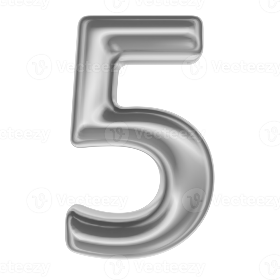 Number Silver 3D Render 5 png