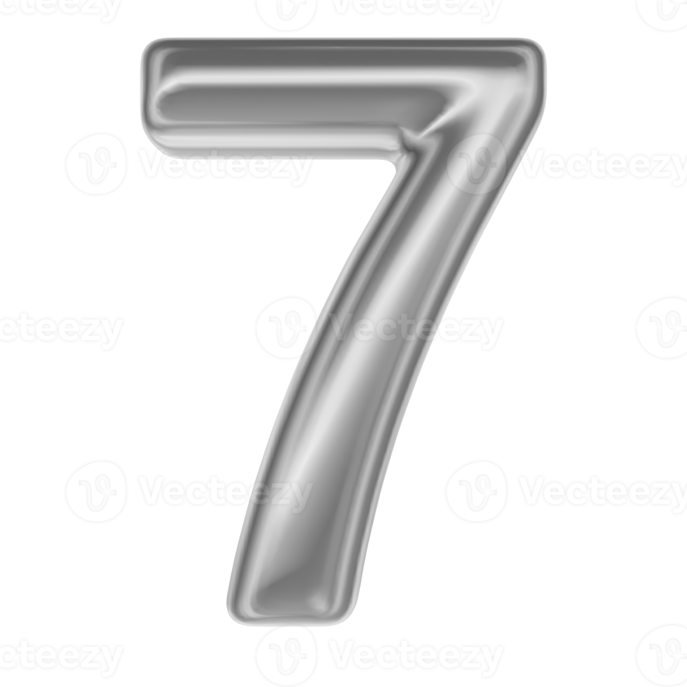 Number Silver 3D Render 7 png