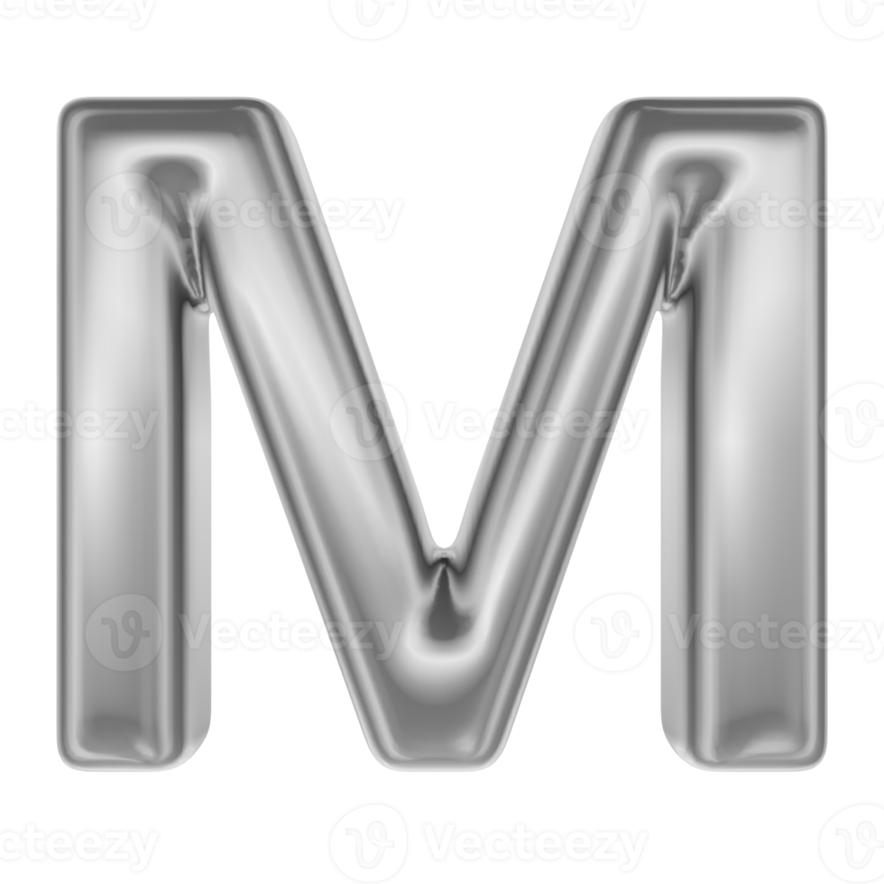 Font M Silver 3D Render png