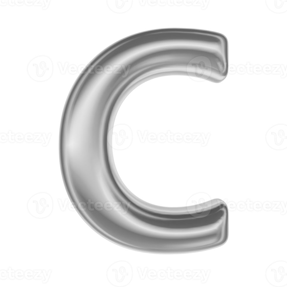 Font C Silver 3D Render png
