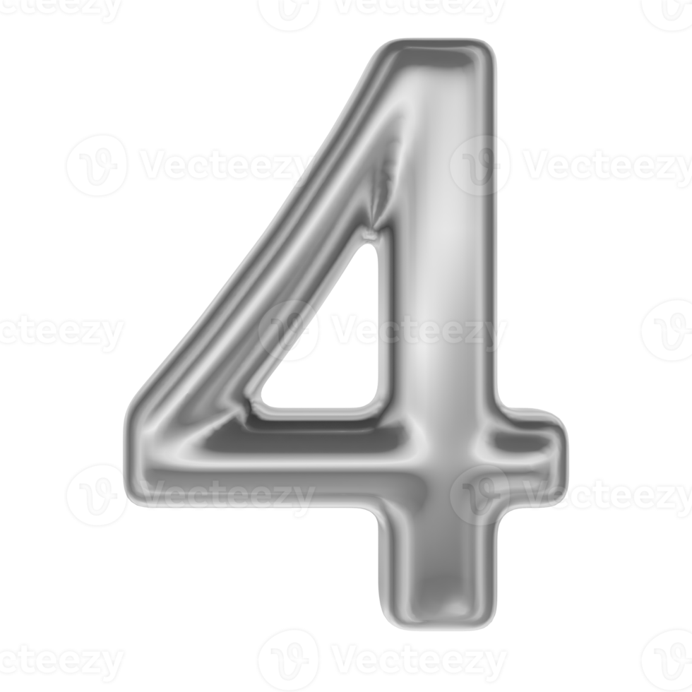 Number Silver 3D Render 4 png